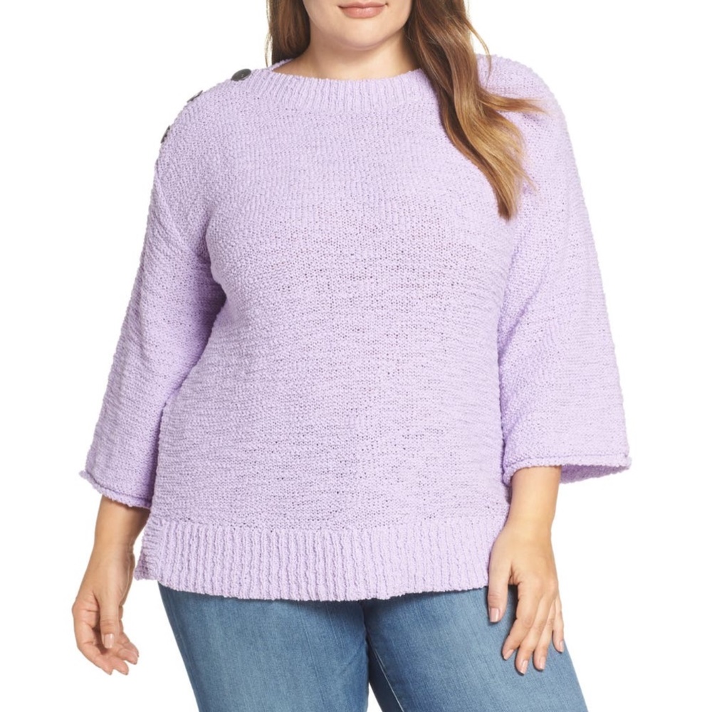 Caslon Button Shoulder Boat Neck Sweater
